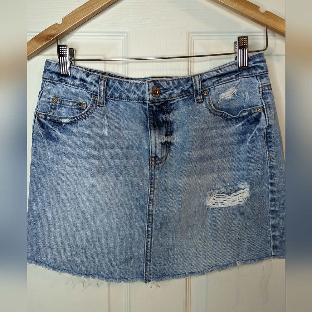 True Craft denim mini skirt unfinished hem size 5